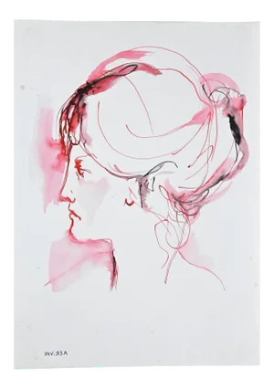 Leo Guida, Price, Female Portrait, Ink and Watercolor Drawing, 1960s