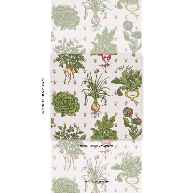 Inspired by a 1950s pattern and reimagined in our studio, Green Grocer offers a bounty of leafy vegetables against a grid...