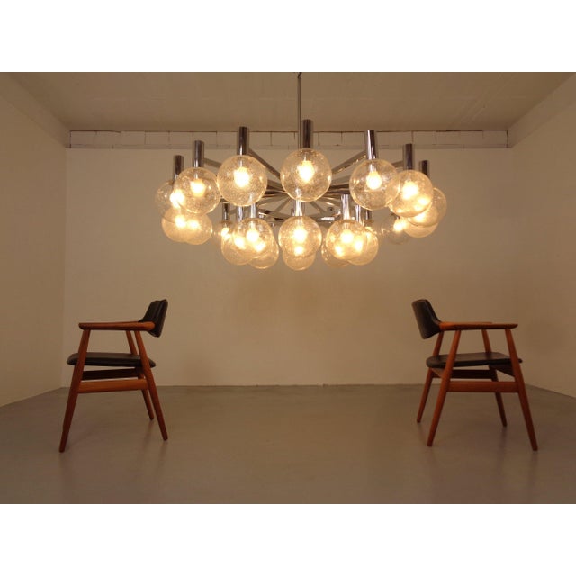 Silver Large Chromed Spider Sputnik Lamp with 24 Handblownd Ice Glass Balls from Ott International, Germany, 1960s For Sale - Image 8 of 18