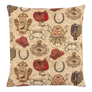 Royal Dressage Tapestry Cushion With Feather Filler - 46x46cm (18"x18") For Sale