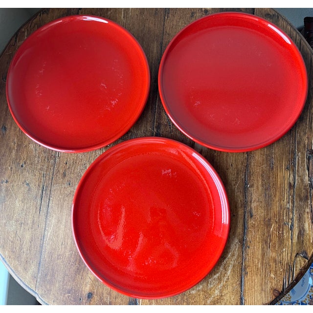 Late 20th Century Late 20th Century Waechtersbach Fun Factory Freestyle Red-Cherry Coupe Dinner Plates, Made in Spain - Set of 6 For Sale - Image 5 of 9