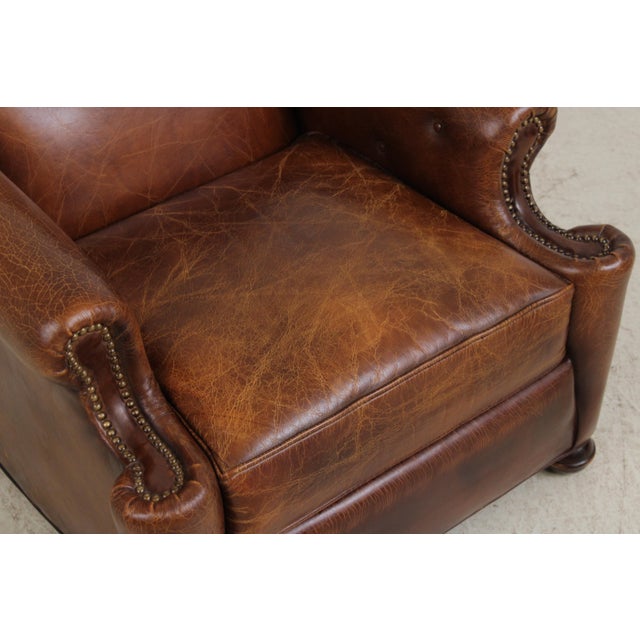 Stickley Tufted Back Leather Chair & Ottoman For Sale - Image 11 of 18