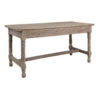 19th Century France Antique White Wood Dining Table For Sale