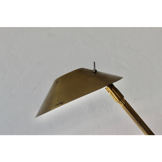 1980s Koch and Lowy Telescoping Brass Floor Lamp Conical Shade Detail Vintage Modern For Sale - Image 18 of 18