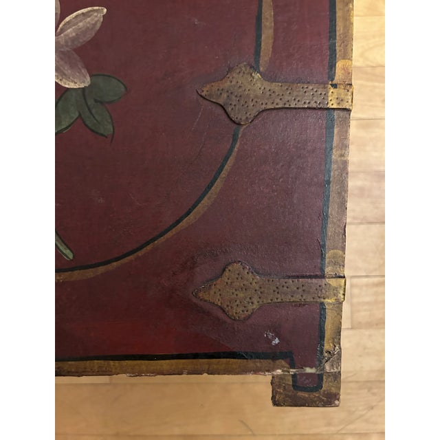 Mid 20th Century Vintage Red Floral Wastebasket For Sale - Image 10 of 10