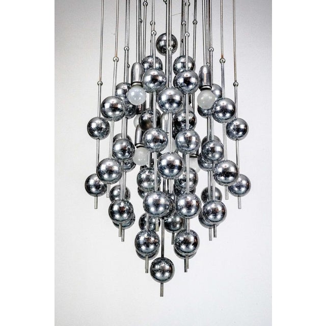 Mid-Century Modern Italian Chrome Chandelier with Spherical Elements, 1970s For Sale - Image 3 of 17