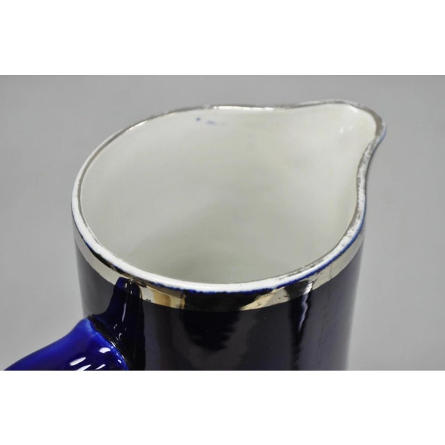 Antique 1913 60th Anni Northern Lodge No. 25 Masonic Cobalt Blue Ceramic Pitcher For Sale - Image 10 of 16