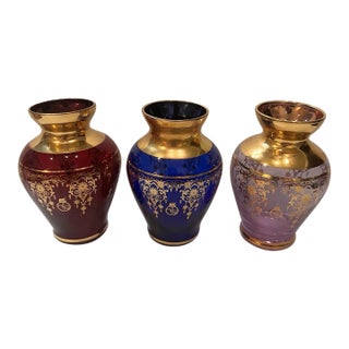 Vinatge Vecchia Murano Art Glass Vases-Set of 3 For Sale