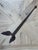 Authentic early 19th-century blacksmith-forged wrought iron strap hinge with decorative hand-shaped leaf terminals....