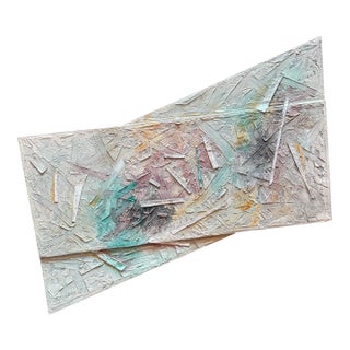 Large 1990 Postmodern Mixed Media Signed Abstract Painting “Refraction” – Asymmetrical Sculptural Canvas, 60” For Sale