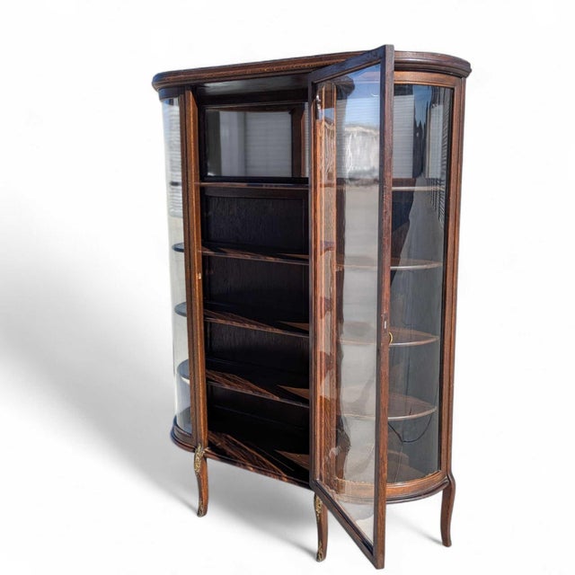 Edwardian Curved Glass Demi-Lune Display Cabinet, 20th Century For Sale - Image 12 of 16