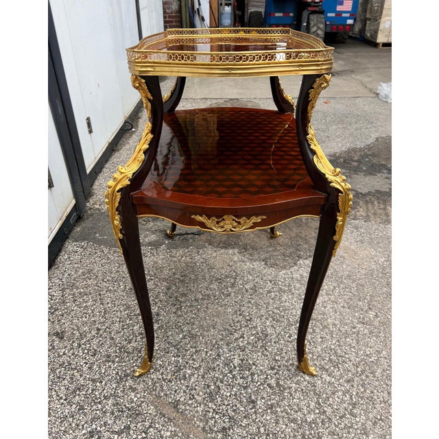 1960s Parquetry Two Tier Tea Table For Sale In New York - Image 6 of 6
