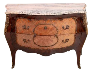 Louis XV Style Kingwood Parquetry Bombe Commode