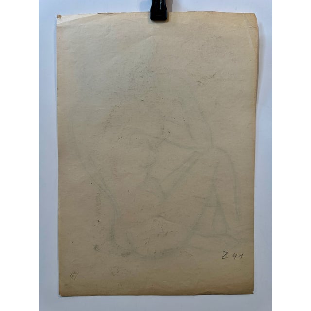 1950s Henry Emil Salloch Original Watercolor on Paper Seated Female Nude Figure. For Sale In Atlanta - Image 6 of 7