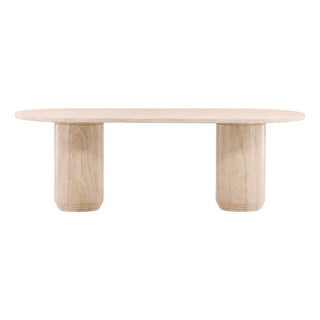 Modern Outdoor Oval Faux Travertine Dining Table For Sale