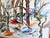 Cream Vintage Framed Abstract Expressionist Gouache Mixed Media Painting, "California Summer", by Judith Pacht, Signed For Sale - Image 8 of 13