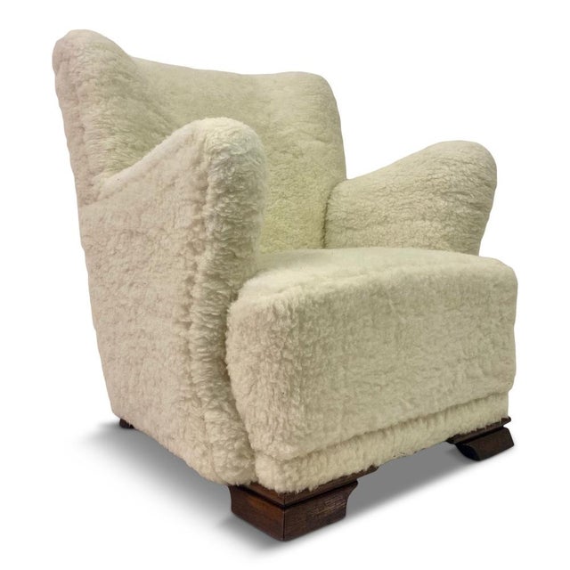 Danish Lamb's Wool Armchair, 1950s For Sale - Image 13 of 14