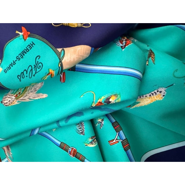 Textile Hermès Flies Silk Scarf 1988 Designed by Cathy Latham For Sale - Image 7 of 10