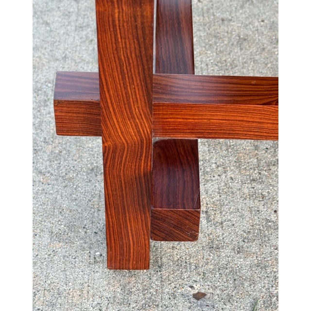 Modern Attributed to Gerrit Rietveld 1917 Designed Red and Blue Chair Studio Reproduction 1960s Rosewood For Sale - Image 3 of 6