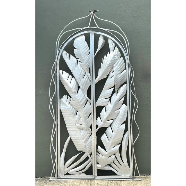 Vintage Cut Aluminum Palm Frond Gates For Sale - Image 4 of 12