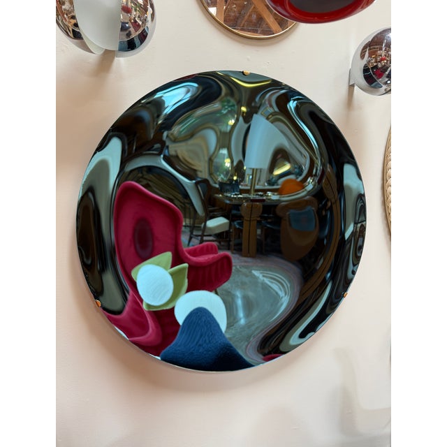 Glass Italian Blue Concave Wall Mirror, 1970s For Sale - Image 7 of 7