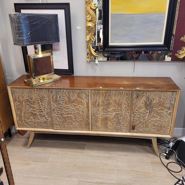 Vintage Spanish Sideboard in Carved Wood, 1970s For Sale - Image 4 of 18