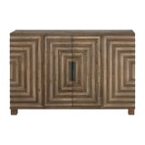 Rustic Geometric Wooden Credenza For Sale