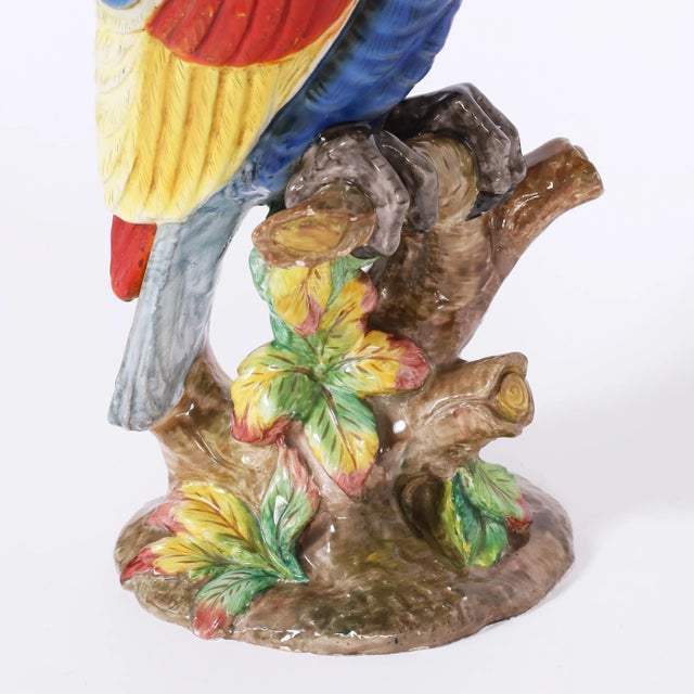 Pair of Vintage Porcelain Parrots by Ugo Zaccagnini For Sale In West Palm - Image 6 of 10