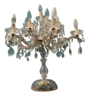 Large Crystal Candelabra Table Lamp, 1960s