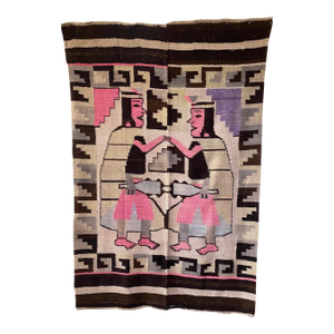 Mid-20th Century Vintage Monumental Peruvian Inca Figural Folk Textile Wall Hanging (90" X 59")
