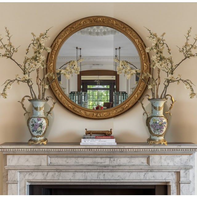 Antique White Vintage Ormolu Rococo Ceramic Urns With Floral Motif- A Pair For Sale - Image 8 of 15