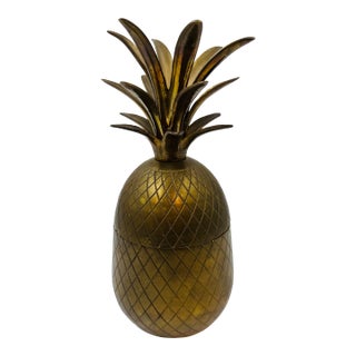 Vintage 10” Solid Brass Pineapple Box – Hollywood Regency For Sale