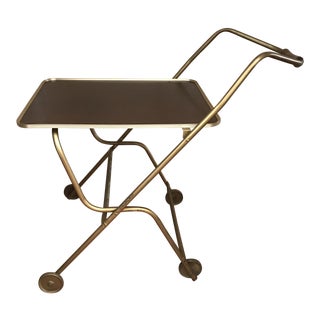 Mid-Century Rolling Serving Tray Bar Cart For Sale