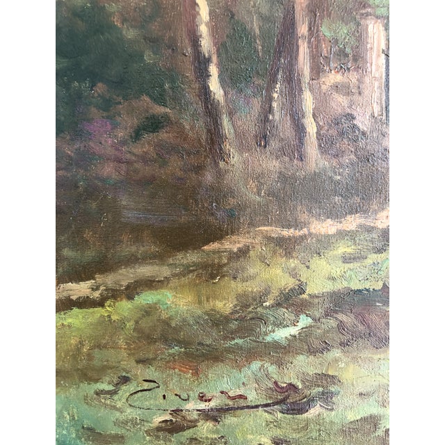 Rustic Ziveri, Couple en balade au bord de l'étang avec chien et cygnes, Oil on Canvas, Framed For Sale - Image 3 of 12