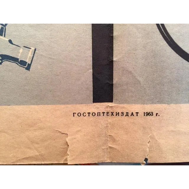 1963 Russian Firetruck Maintenance Poster For Sale - Image 4 of 4