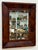 Vintage rectangular thick wood framed wall mirror. Primitive in style with a gorgeous patina and almost tiger wood grain....