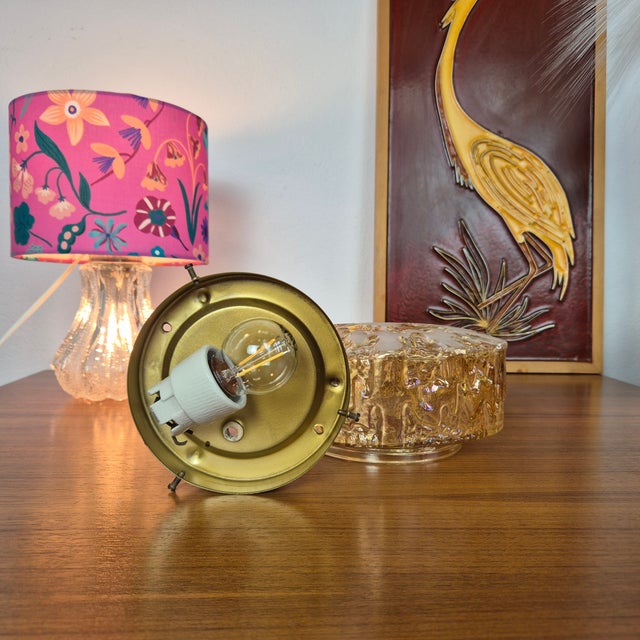 Glass Amber Glass Flush Mount from Honsel, 1960s For Sale - Image 7 of 8