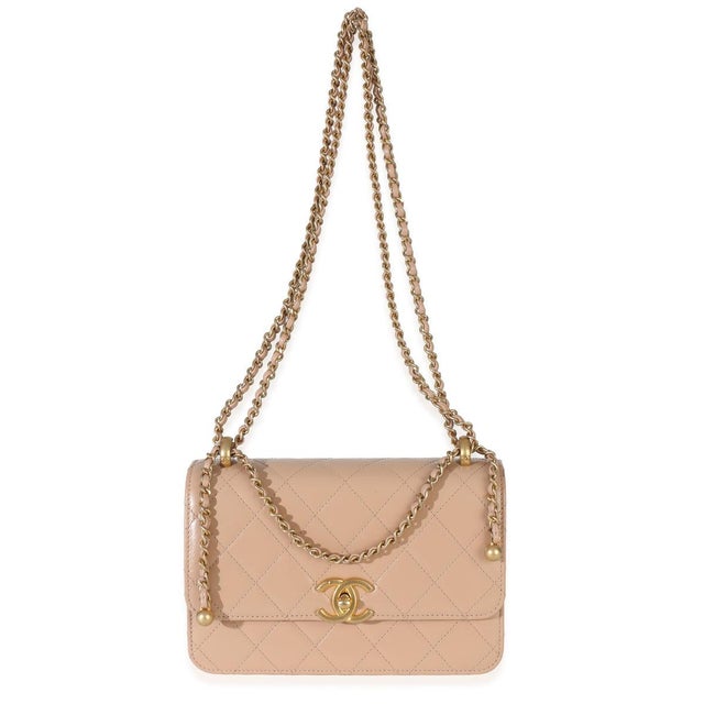 Beige Beige Quilted Calfskin Mini Perfect Fit Flap Bag For Sale - Image 8 of 9