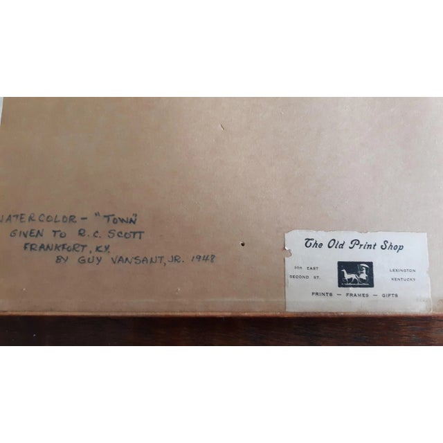 Modern 1948 "Town" Modernist Style Watercolor Painting, Framed For Sale - Image 3 of 5