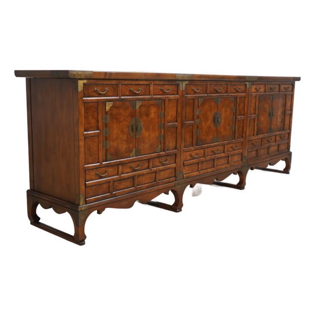 Baker Chinese Style Walnut Credenza Sideboard For Sale