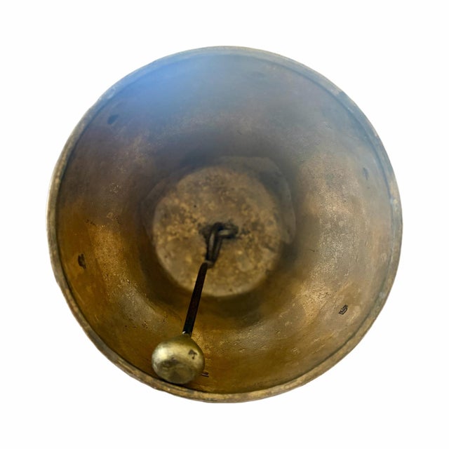 Large Vintage Swiss Albertano La Serraz Signed Bronze Cow Bell With Original Leather Strap & Buckle For Sale - Image 9 of 10