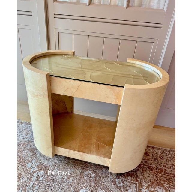 Aldo Tura 1960s Aldo Tura Goat Skin Bar Cart, Attributed For Sale - Image 4 of 10