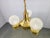 Art Deco Brass and Opaline Glass Chandelier, Czechoslovakia, 1930s For Sale - Image 6 of 12