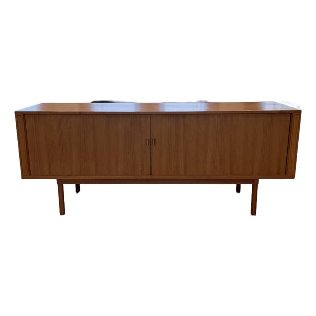 Jens Quistgaard for Peter Løvig Nielsen Danish Modern Teak Tambour Door Credenza, Denmark, C. 1970 For Sale