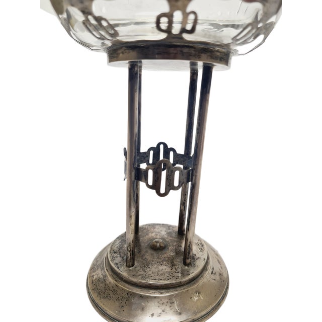 Art Deco Polish Silver Crystal Bowl on Stand, 1930s, in Very Good conditions. Designed 1890 to 1919