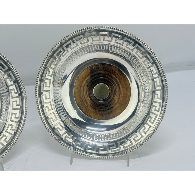 19th Century Old Sheffield Plate Regency Greek-Key Coasters - a Pair For Sale In Providence - Image 6 of 8