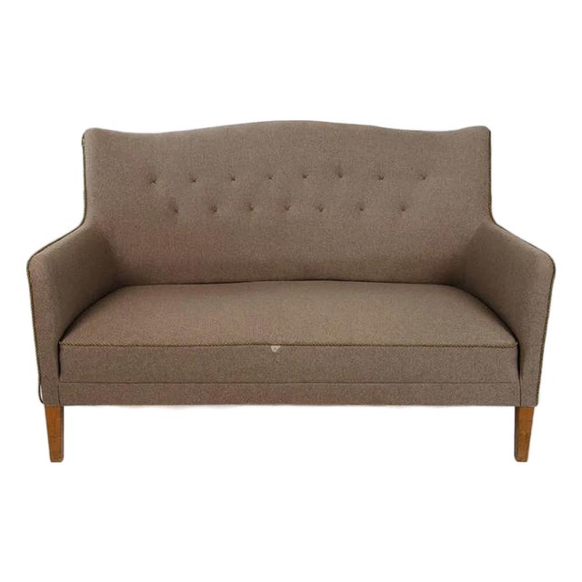 1960's Danish Modern Sofa W Tufted Back For Sale