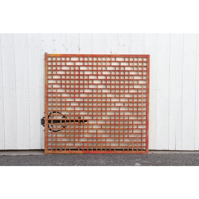 Red Antique Red & Yellow Painted Gate For Sale - Image 8 of 9