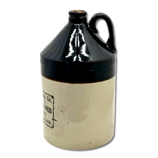 American Antique Early 1900s American Stoneware Bakers & Confections Supply Advertising Jug From Boston Massachusetts For Sale - Image 3 of 12