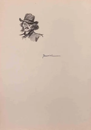 Pierre Georges Jeanniot, Portrait, Original Pencil Drawing, Early 20th Century